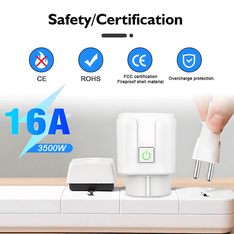 Smart WiFi-Kontakt 16A/20A – Röststyrd Uttagsadapter