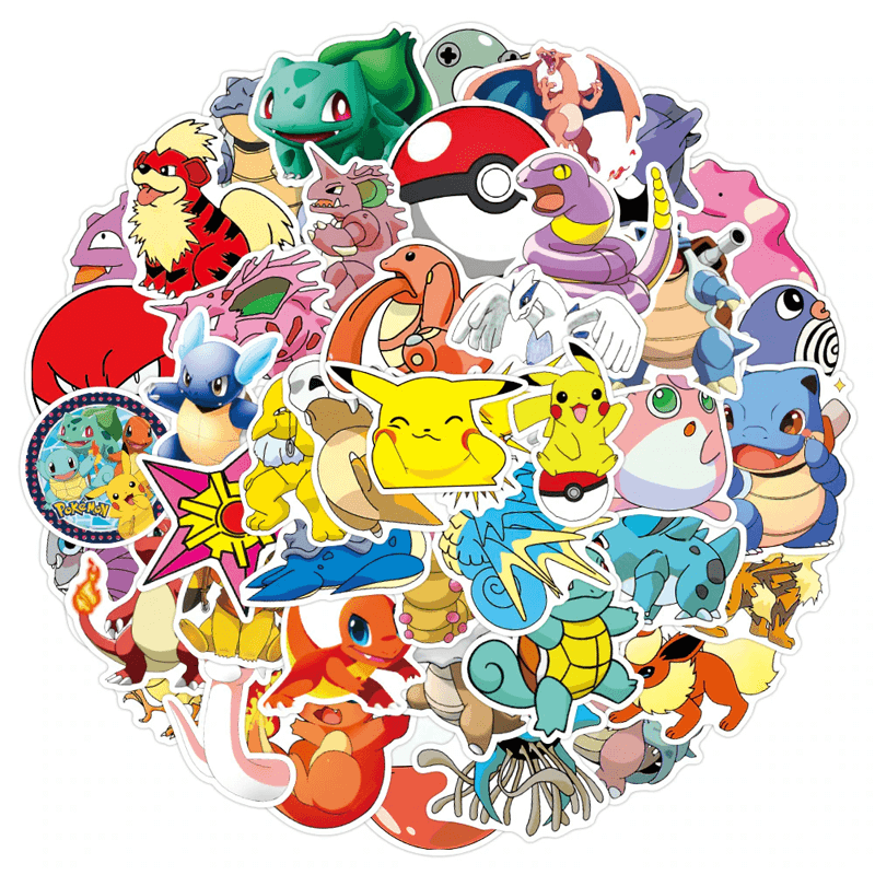 Poke Klistermärken Set – 50 Unika Stickers för Samlare och Fans